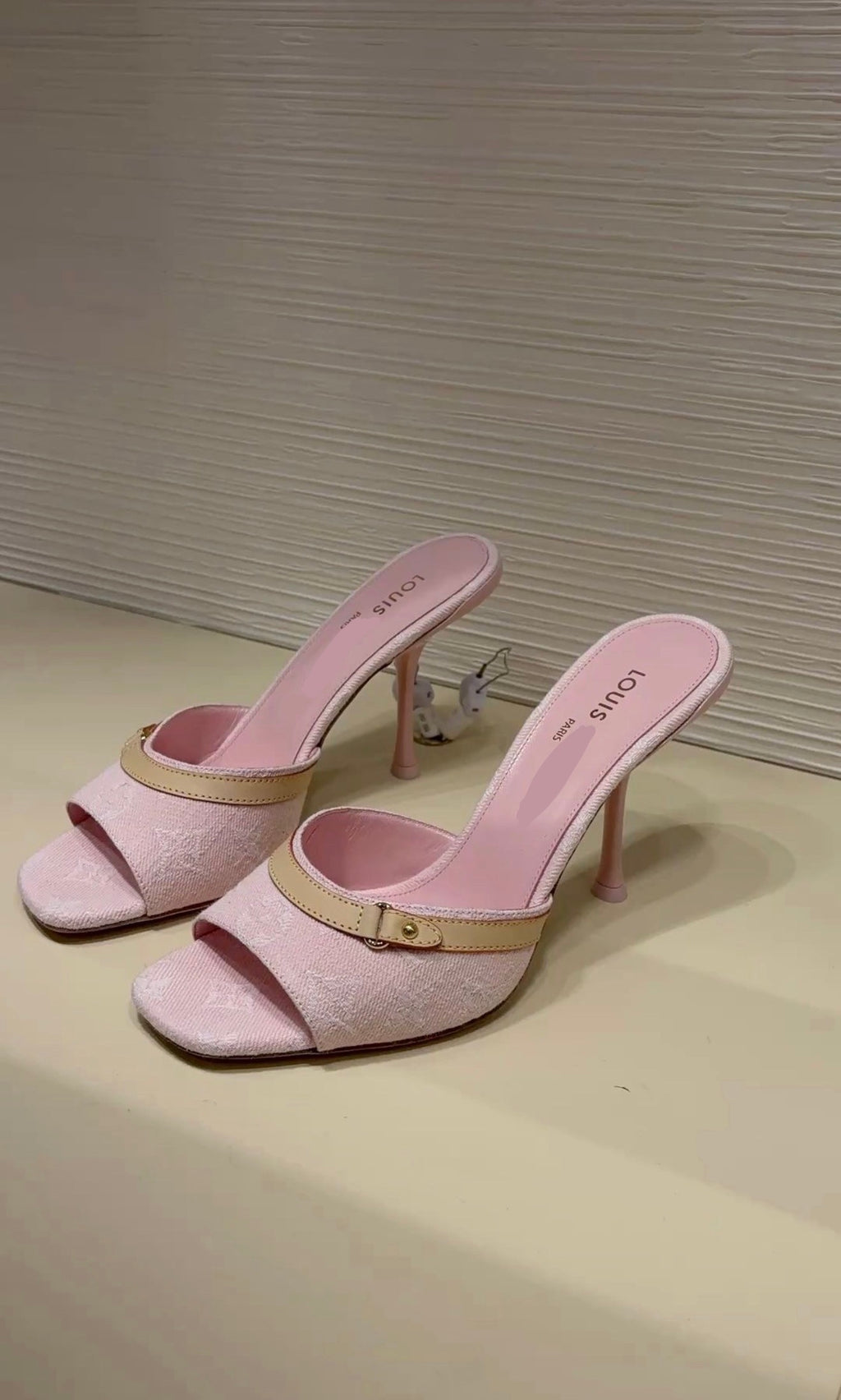 Denim louis pink heels