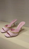Denim louis pink heels